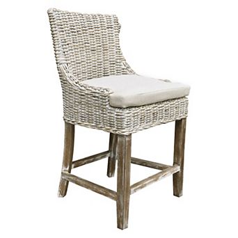 Alfresco Dark Wash Kuba Weave Counter Height Kitchen Island Stool