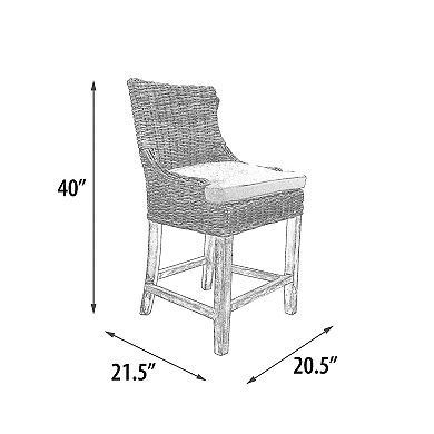 Alfresco Dark Wash Kuba Weave Counter Height Kitchen Island Stool