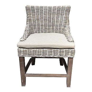 Alfresco Dark Wash Kuba Weave Counter Height Kitchen Island Stool