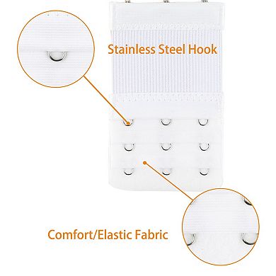 Bra Extenders 3-Row 3-Hook Elastic Bra Extension 2 Packs