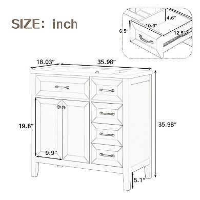 Merax 36'' Bathroom Vanity With Top Sink, Modern Bathroom Storage