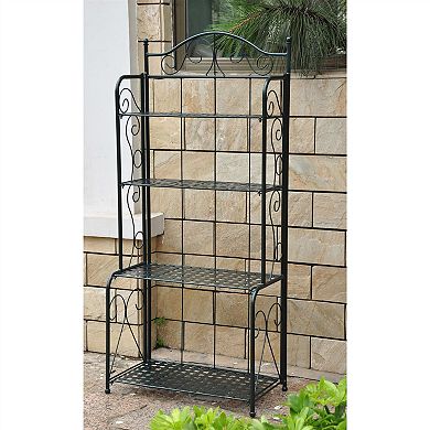 4 Tier Folding Bakers Rack Metal Shelf, Indoor Outdoor Plant Stand and Kitchen Storage Rack