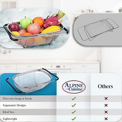 Aramco 13" X 9" Stainless Steel Expandable Over Sink Strainer, Large, Red