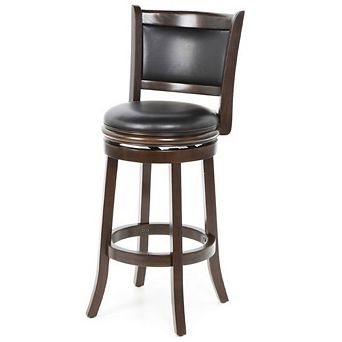29-inch Swivel Seat Barstool with Faux Leather Cushion Seat