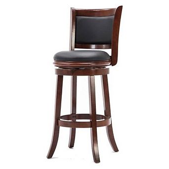 29-inch Swivel Seat Barstool with Faux Leather Cushion Seat