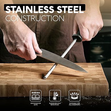 Alpine Cuisine Stainless Steel Cutlery Set 4 Piece With Black Handle - Kitchen Chef Knife Set