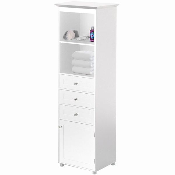 Tall Freestanding Storage Organizer Bathroom With 2 Open