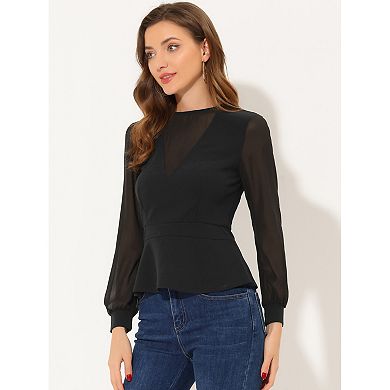 Round Neck Ruffled Peplum Blouse