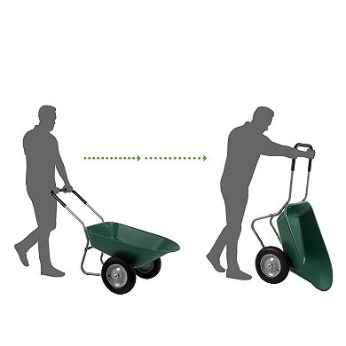 Heavy Duty 2-wheel Multipurpose Rust Proof Wheelbarrow - Green
