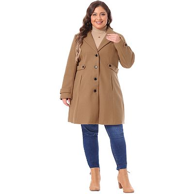 Plus Size Pea Coat For Women Long Overcoat Elegant Winter Jacket Coats