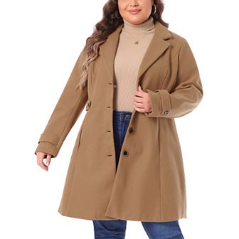 Plus Size Pea Coat For Women Long Overcoat Elegant Winter Jacket Coats