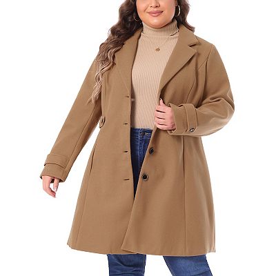 Plus Size Pea Coat For Women Long Overcoat Elegant Winter