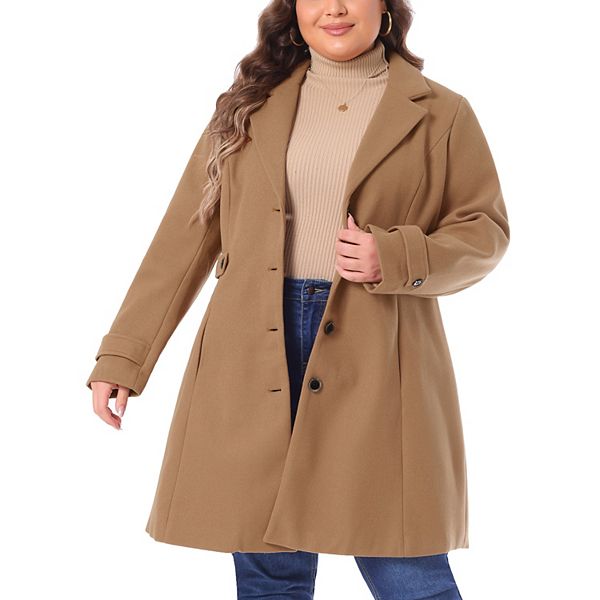 Plus Size Pea Coat For Women Long Overcoat Elegant Winter Jacket Coats
