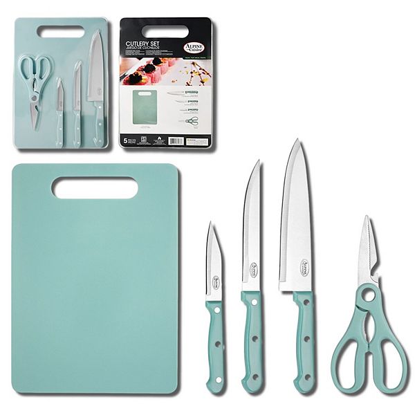 Alpine Cuisine Stainless Steel Cutlery Set 5 Piece With Green Pom