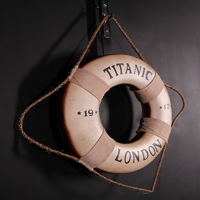 18"h Titanic Life Preserver Creme Novelty Collectable Decor
