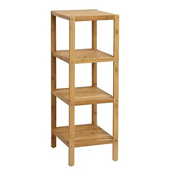 Solid Wood 4 tier Bathroom Storage Shelving Unit