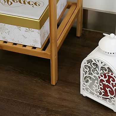 Solid Wood 4-tier Bathroom Storage Shelving Unit