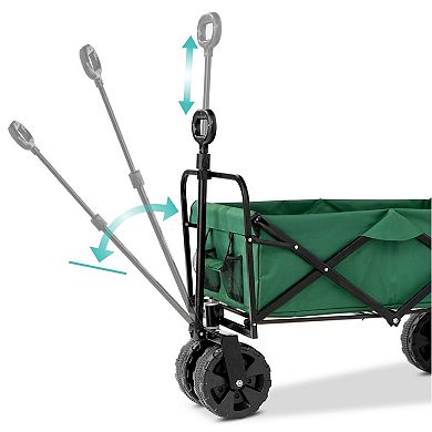 Multipurpose Foldable Utility Cart with All-Terrain Wheels and Adjustable Handle, 36 inches, Green