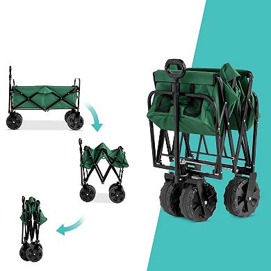 Multipurpose Foldable Utility Cart with All-Terrain Wheels and Adjustable Handle, 36 inches, Green