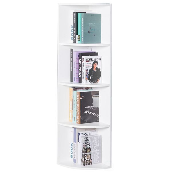 Durable 4Tier Corner Bookshelf, Perfect for Tiny Home, Living Room