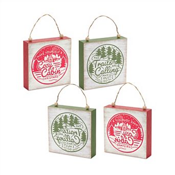 Winter Cabin And Trails Sentiment Sign (Set Of 4)