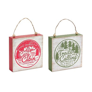 Winter Cabin And Trails Sentiment Sign (Set Of 4)