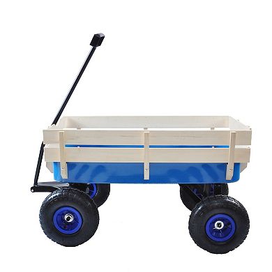 Children's Metal And Wood Side Rail Wagon Outdoor Shopping Cart