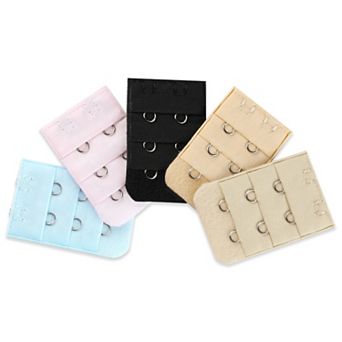 Woman Lady 3 Rows 2 Hooks Bra Extension Strap Extender Assorted Color 5 pc