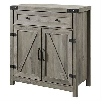 Rustic Farmhouse Barn Door Accent Storage Cabinet