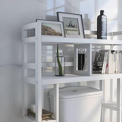 Solid Wood Over-the-toilet Bathroom Storage Shelving Unit