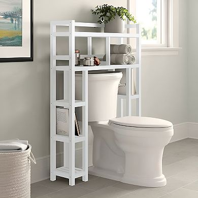 Solid Wood Over-the-toilet Bathroom Storage Shelving Unit