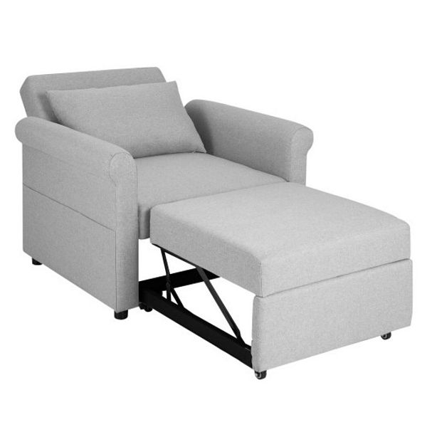 3-in-1 Pull-out Convertible Adjustable Reclining Sofa Bed-gray