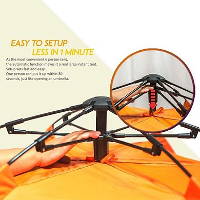 Instant Pop Up Tent 4 Person Orange