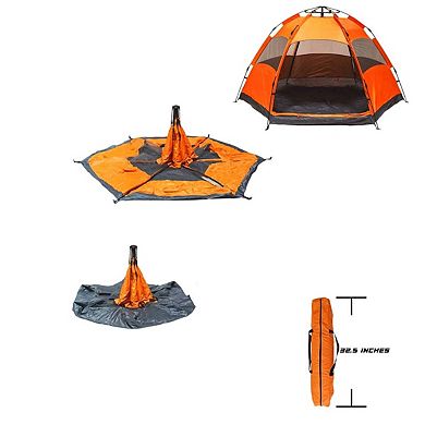 Instant Pop Up Tent 4 Person Orange