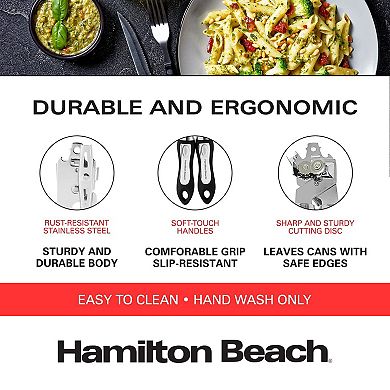 Hamilton Beach Can Opener 8.5in Soft Touch Pp Handle, Stainless Steel Sharp Blade