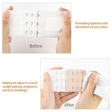 Bra Extensions Elastic Bra Extenders 3 Rows 4 Hooks, 3 Pcs