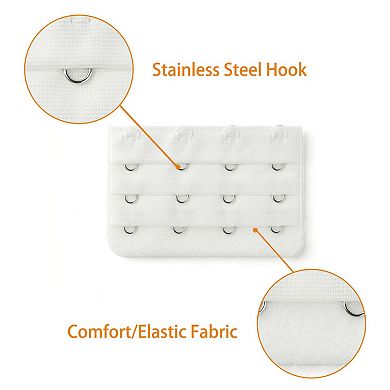 Bra Extensions Elastic Bra Extenders 3 Rows 4 Hooks, 3 Pcs