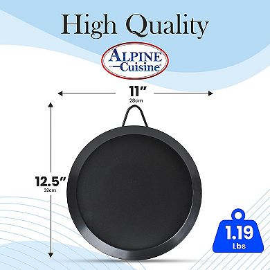 Alpine Cuisine Nonstick Round Comal 11" Black Carbon Steel Tortilla Comal With Single Handle