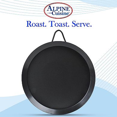 Alpine Cuisine Nonstick Round Comal 11" Black Carbon Steel Tortilla Comal With Single Handle