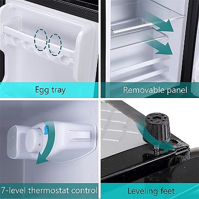 3.2 Cu Ft. Mini Fridge With Freezer, Compact Freestanding Refrigerator With 7 Level Thermostat