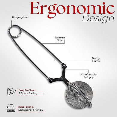 Alpine Cuisine High-quality Stainless Steel Mesh Ball Strainer 2.5" With Handle For Loose Leaf Tea