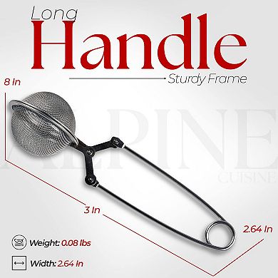 Alpine Cuisine High-quality Stainless Steel Mesh Ball Strainer 2.5" With Handle For Loose Leaf Tea