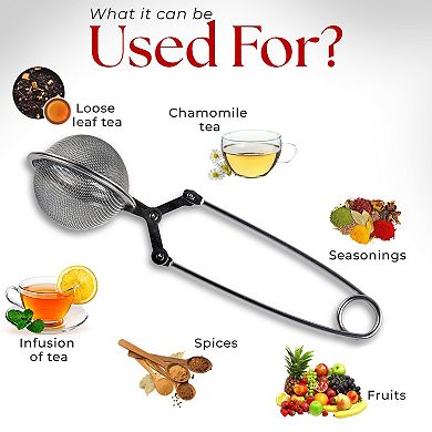 Alpine Cuisine High-quality Stainless Steel Mesh Ball Strainer 2.5" With Handle For Loose Leaf Tea