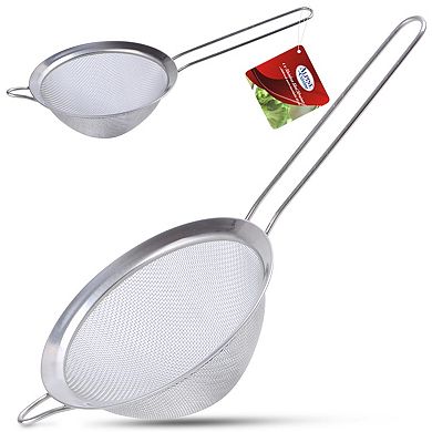 Alpine Cuisine Stainless Steel Strainer 8-inch With Durable Mesh & Sturdy Handle