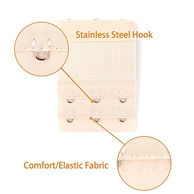 3pcs Lady 2 X 3 Hook And Eye Tape Stretchy Extension Bra Extender No Size White