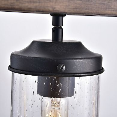 Four-Light Rectangular Chandelier with Clear Glass Shades Antique Black Dining Room Ceiling Light