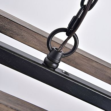 Four-Light Rectangular Chandelier with Clear Glass Shades Antique Black Dining Room Ceiling Light