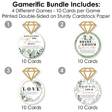 Big Dot Of Happiness Boho Botanical Bride - 4 Bridal Shower Games 10 Each - Gamerific Bundle