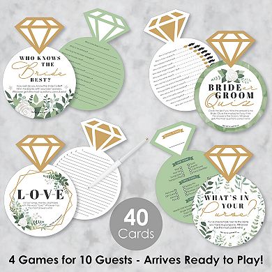 Big Dot Of Happiness Boho Botanical Bride - 4 Bridal Shower Games 10 Each - Gamerific Bundle