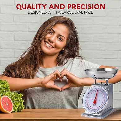 Alpine Cuisine Stainless Steel Analog Kitchen Scale Silver - Mechanical Kitchen Weighing Food Scale